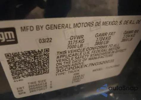 2022 Chevrolet Silverado 1500 4Wd Short Bed Lt With 2Fl из США, поврежденный, VIN 3GCPDKEK7NG520031